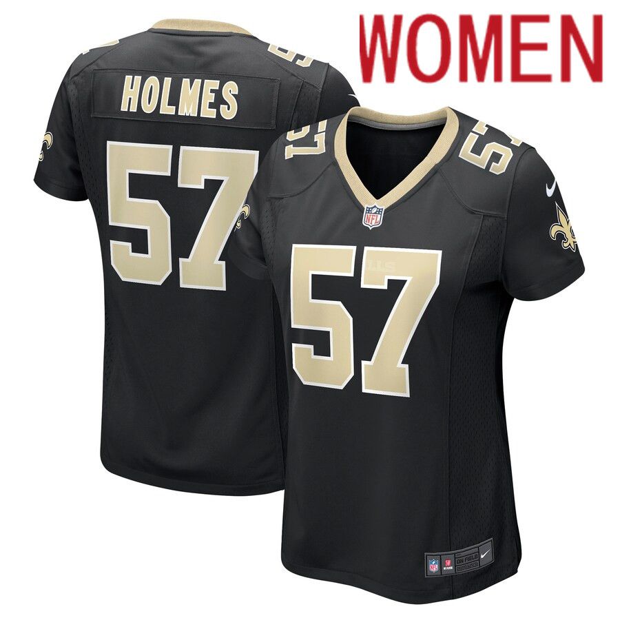 Women New Orleans Saints 57 Jalyn Holmes Nike Black Game Player NFL Jersey